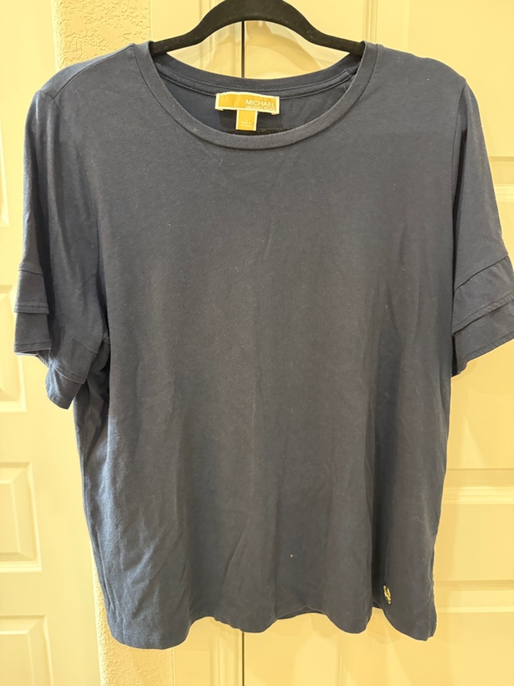 Michael Kors Women’s Navy Ruffled Short-Sleeve Top